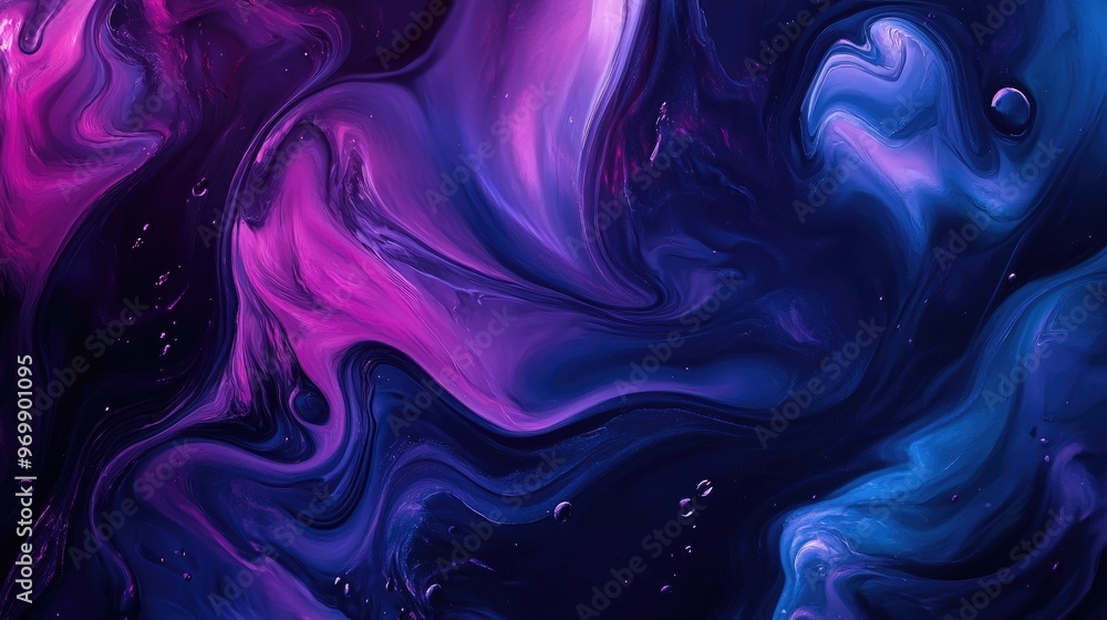 Abstract Swirls of Purple and Blue Paint. Abstract Swirls of Purple and Blue Paint.
