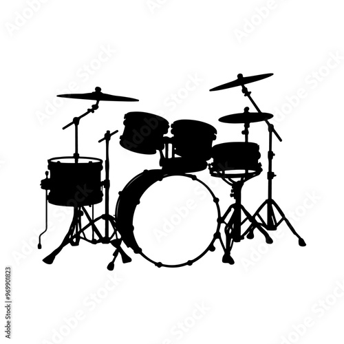 drum kit silhouette vector illustration 