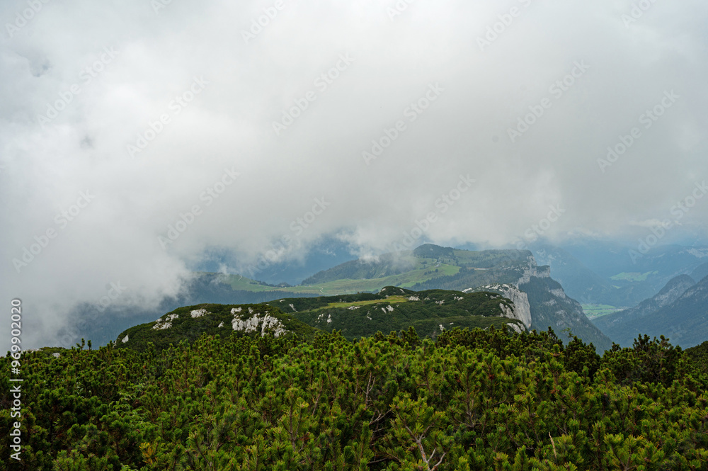 Fototapeta premium view from the top of the Steinplatte mountain near Waidring in Tyrol in Austria