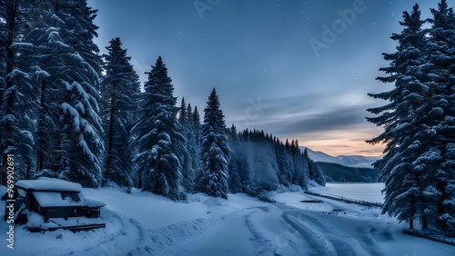 Wallpaper Mural winter forest in the snow Torontodigital.ca