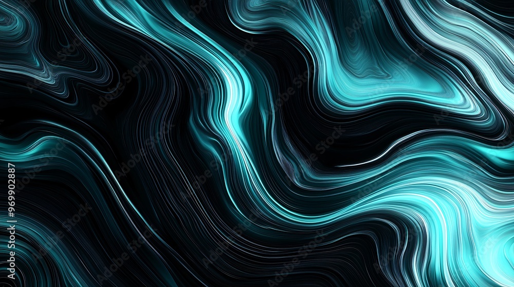 Abstract Fluid Waves in Blue and Black – Dynamic and Flowing Digital Art Abstract Fluid Waves in Blue and Black – Dynamic and Flowing Digital Art
