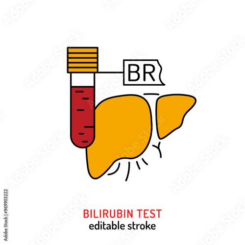 Bilirubin icon in outline style. Vector illustration