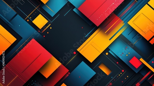 Abstract Geometric Design with Red, Yellow, and Blue Shapes photo