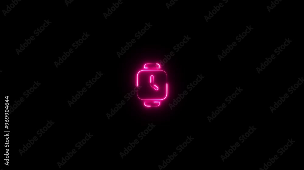 Glowing neon line Smart watch showing heart beat rate icon isolated on black background. Fitness App concept. 4K Video motion graphic animation. Glowing neon line Smart watch showing heart beat rate icon isolated on black background. Fitness App concept. 4K Video motion graphic animation.