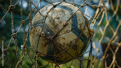 Ball in the net. photo