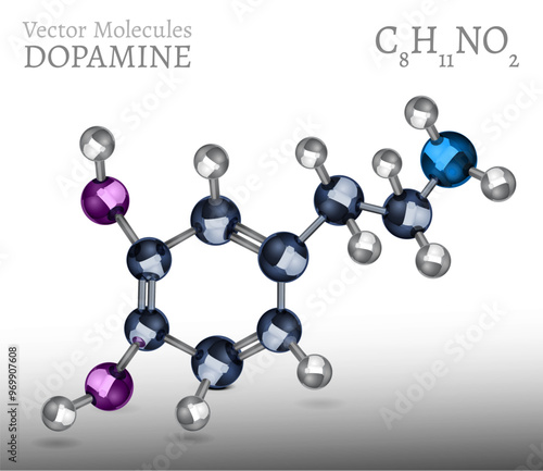 Dopamine poster, banner in realistic glossy style.