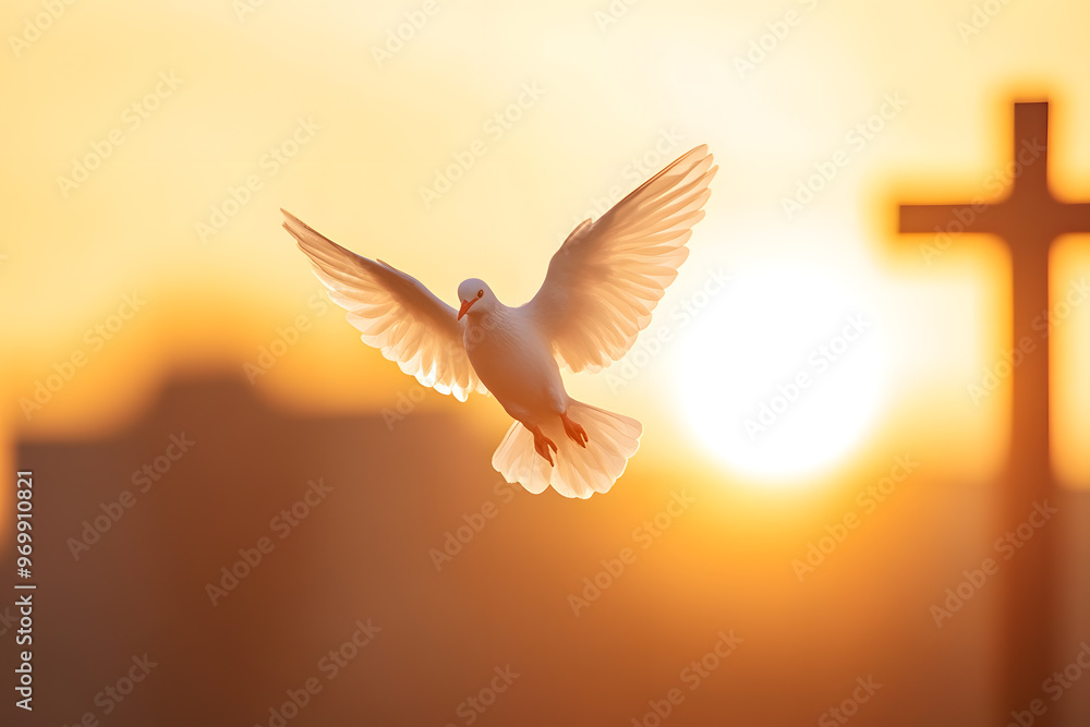 Obraz premium Divine Representation of the Holy Spirit as a Dove, Religious Symbolism and Spiritual Imagery