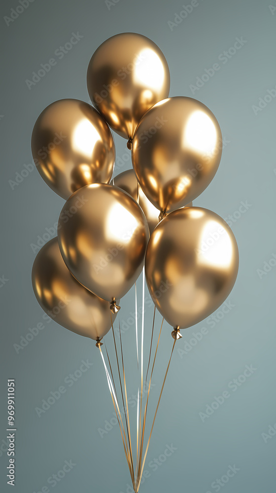 Cluster of floating gold balloons Cluster of floating gold balloons