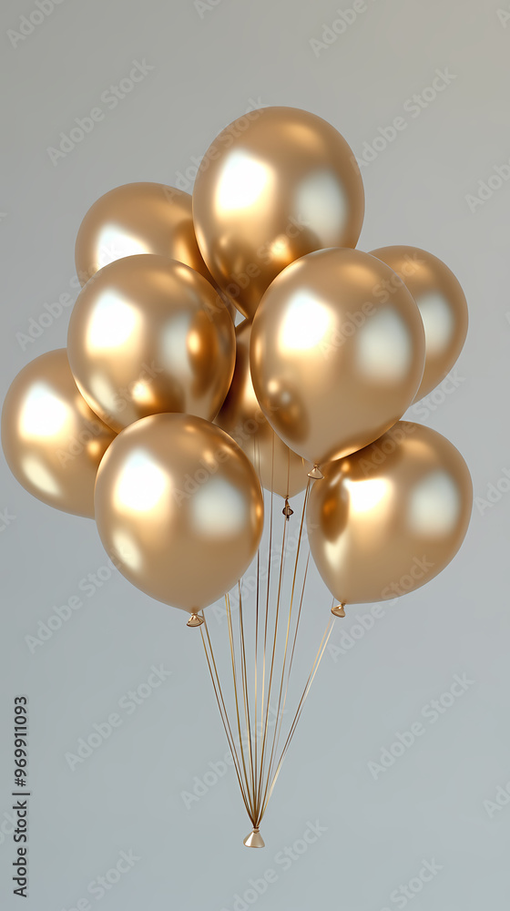 Cluster of floating gold balloons Cluster of floating gold balloons