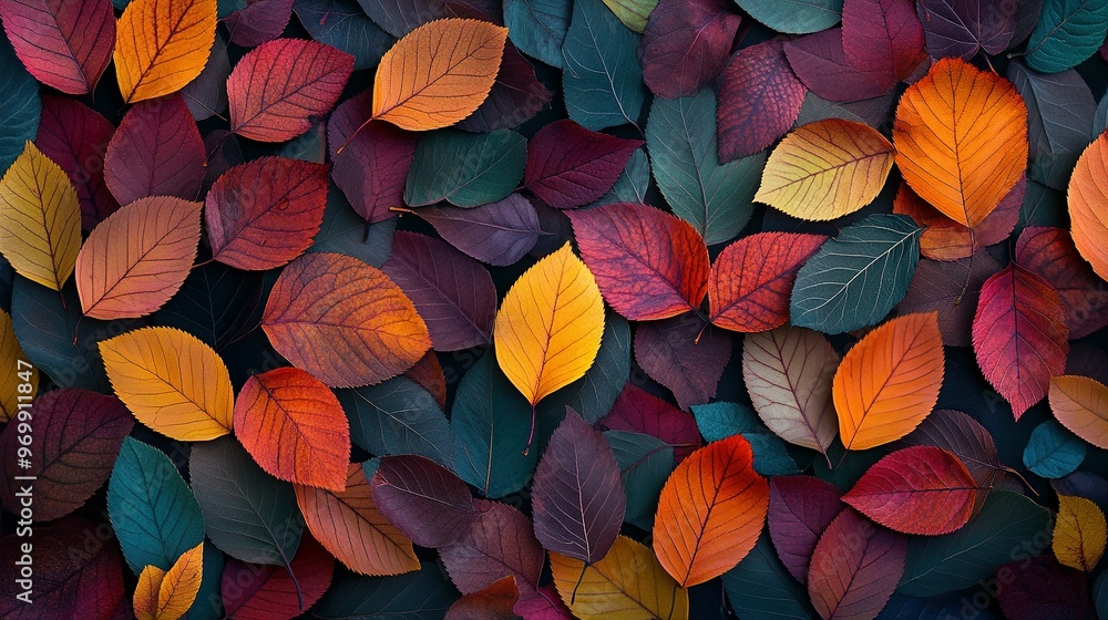 A Vibrant Collection of Autumn Leaves in Various Shades of Red, Orange, Yellow, and Green A Vibrant Collection of Autumn Leaves in Various Shades of Red, Orange, Yellow, and Green