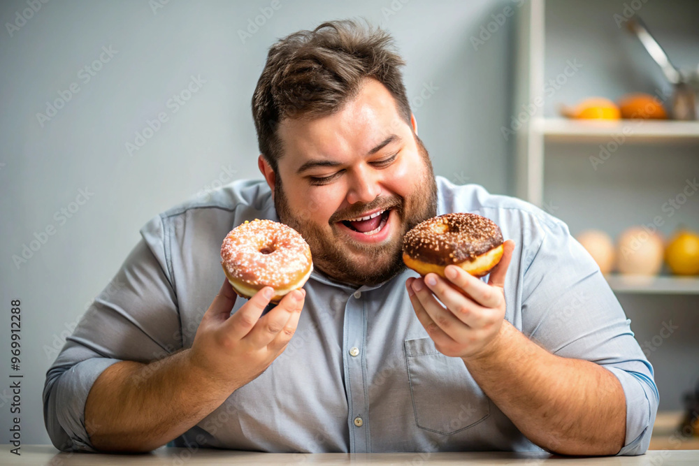 fat man in donuts, obesity love of sweets fat man in donuts, obesity love of sweets