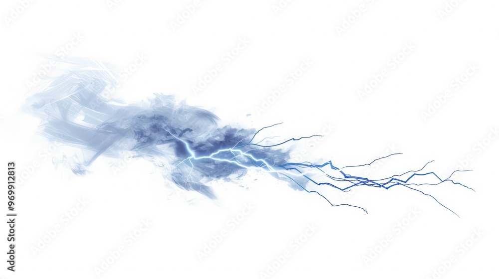 Obraz premium Abstract lightning bolt on blue watercolor background.