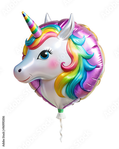 Single unicorn balloons isolated on a transparent or white background photo