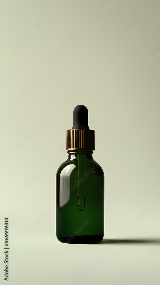 Green glass skincare bottle display Green glass skincare bottle display