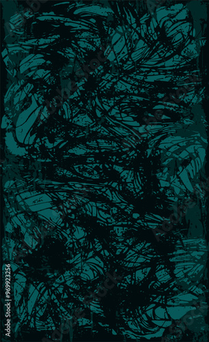 Turquoise grunge style background. Vector texture of paint, streaks, blotches