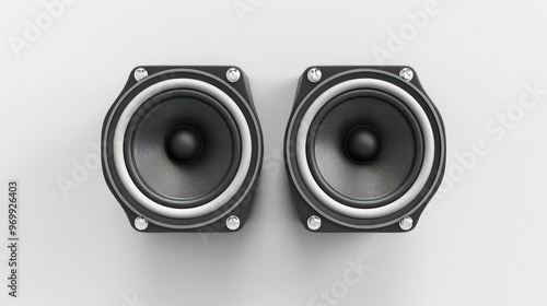 Wallpaper Mural Two black speaker drivers with silver accents on a white background. Torontodigital.ca