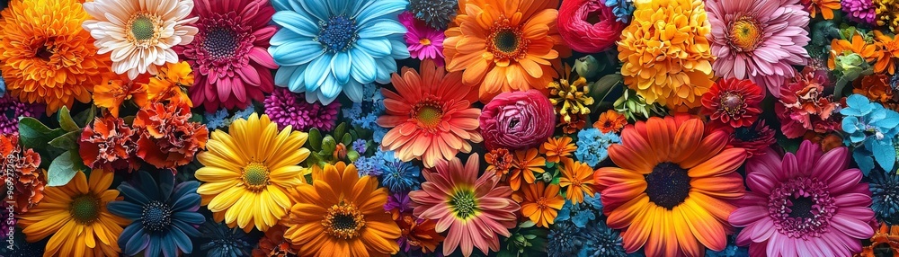 Organic flower garden, vibrant blooms in full array, D illustration Organic flower garden, vibrant blooms in full array, D illustration