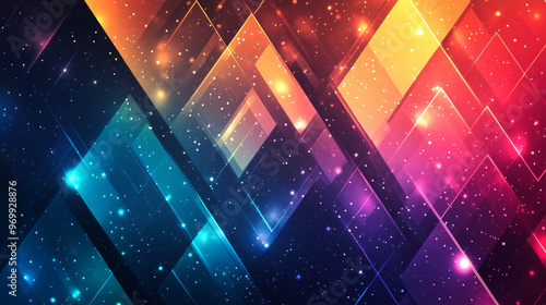 A colorful background with dots arranged in triangles that create a wide, abstract view.