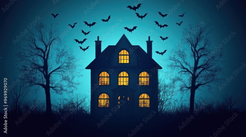 Spooky Haunted House with Bats Spooky Haunted House with Bats