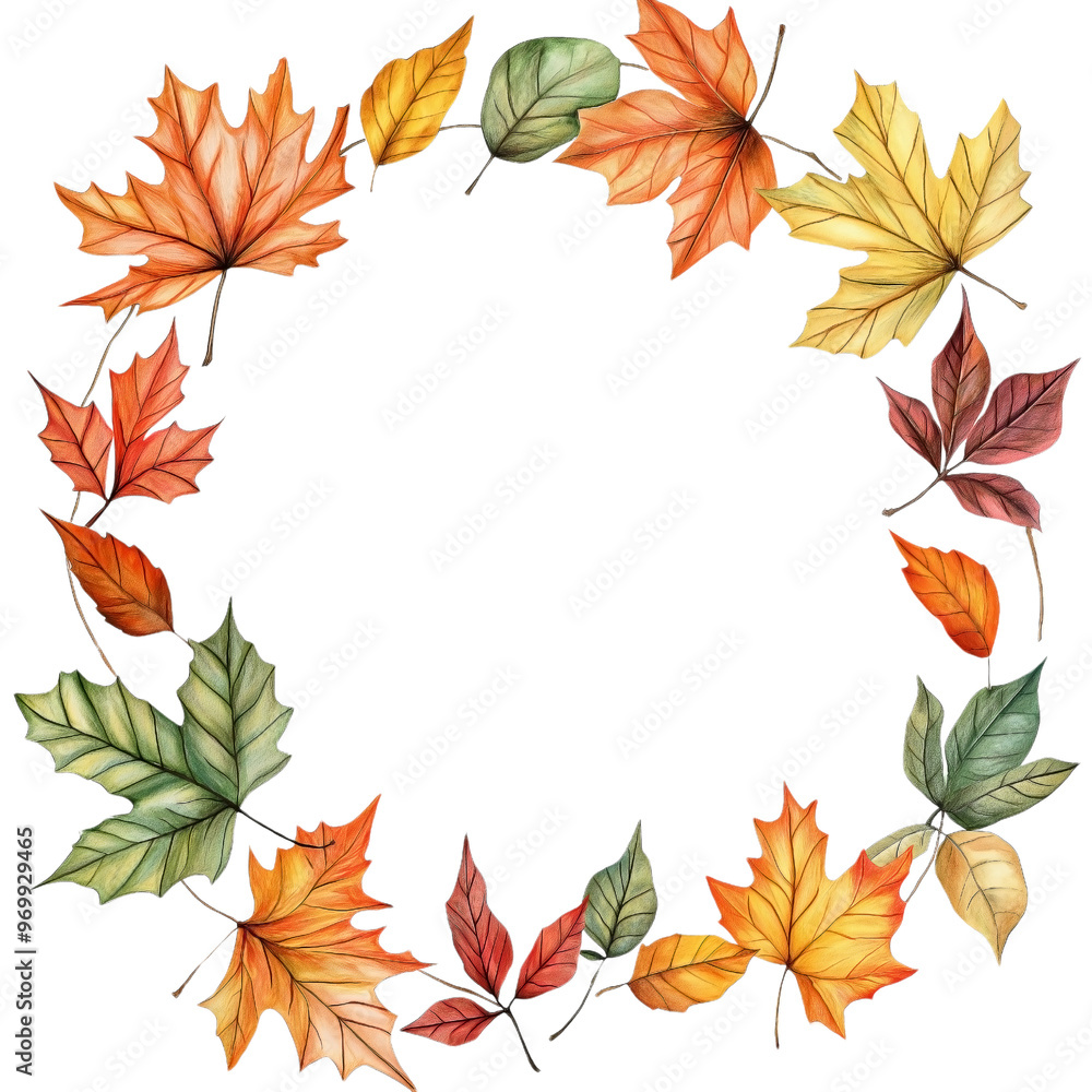 round autumnal leaves frame on transparent background round autumnal leaves frame on transparent background