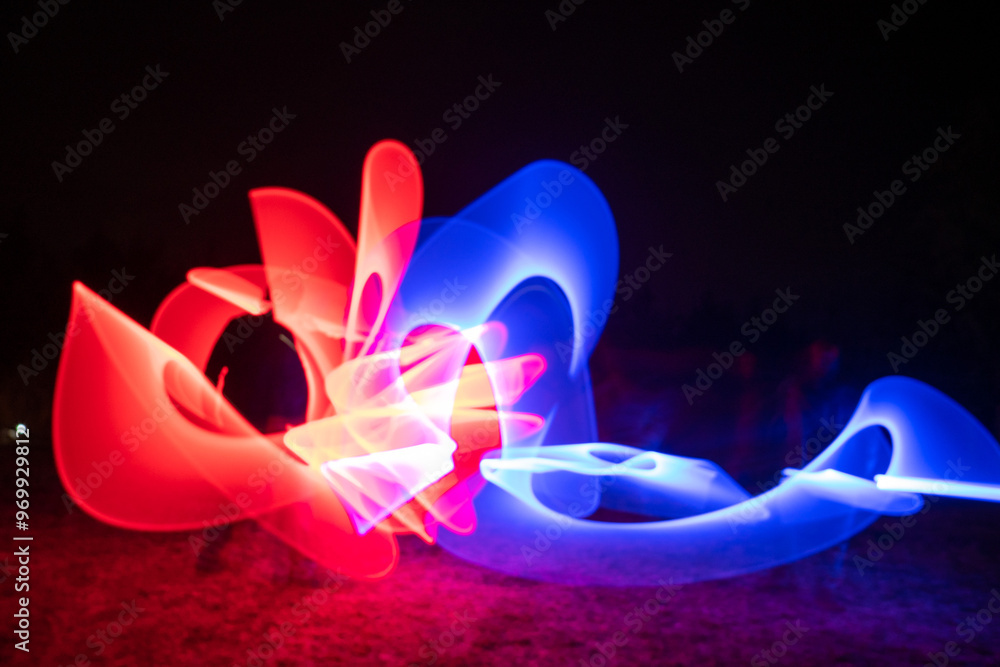 Fototapeta premium Light Saber Fight Long Exposure