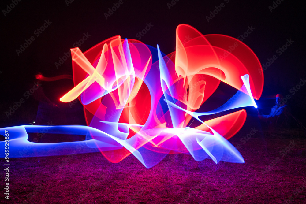 Fototapeta premium Light Saber Fight Long Exposure