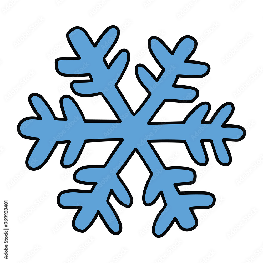 Hand drawn cartoon snowflake on white background. New Year and Christmas concept, ornament, pattern. Hand drawn cartoon snowflake on white background. New Year and Christmas concept, ornament, pattern.