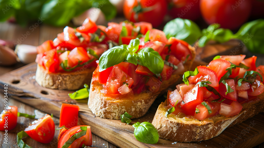Tomato Bruschetta With Garlic And Basil. Tomato Bruschetta With Garlic And Basil.