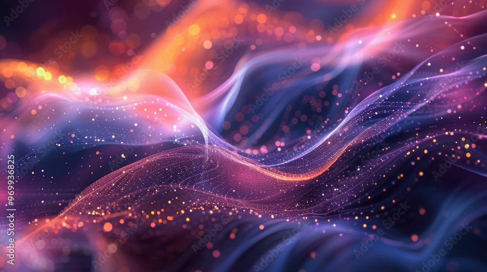 Vibrant abstract background with luminous purple and orange waves Vibrant abstract background with luminous purple and orange waves
