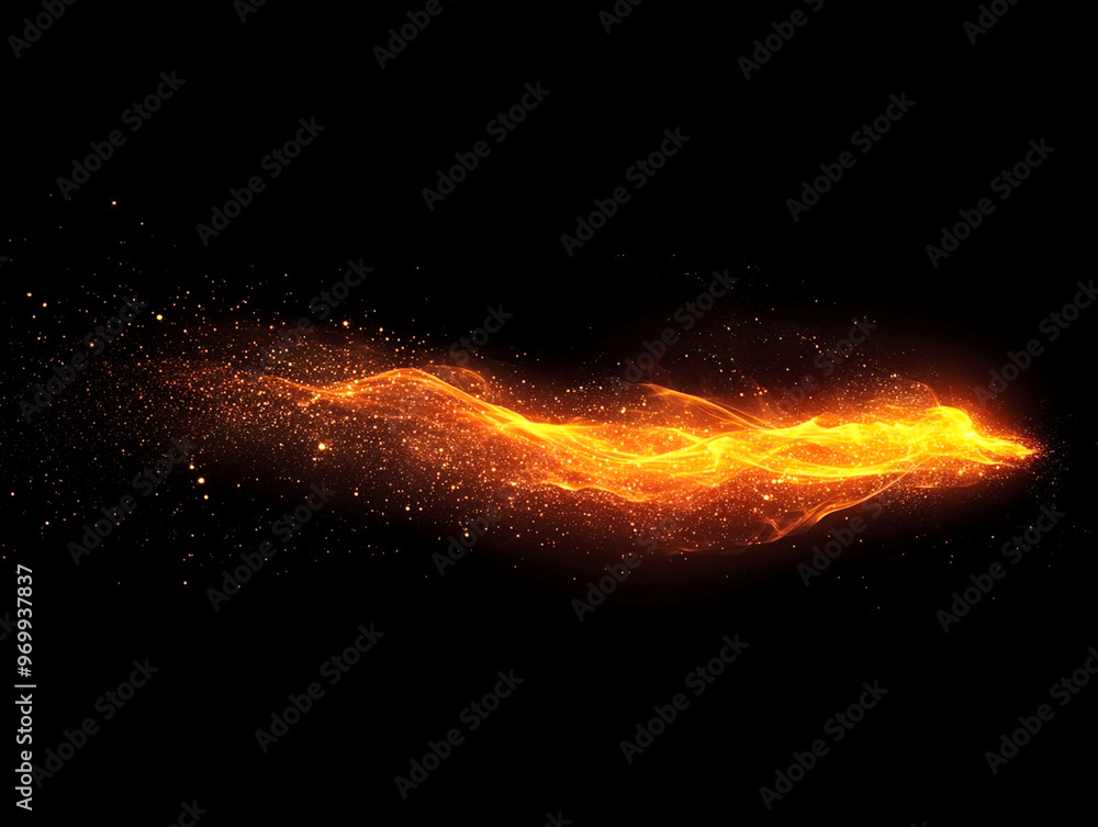 wave of fire with sparks on a black background wave of fire with sparks on a black background