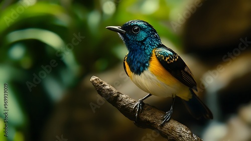 Regal Sunbird Perched On A Branch In Nature, Photo Realistic, Wallpaper, Cover and Screen for Smartphone, PC, Laptop, 9:16 and 16:9 Format