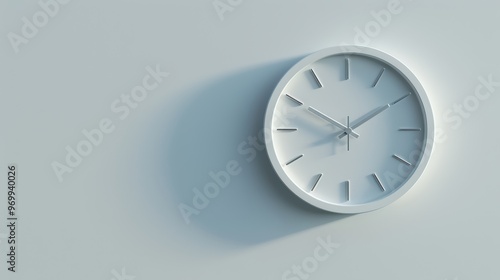 Wallpaper Mural A minimalist design of a white wall clock casting a soft shadow, symbolizing time and simplicity in modern decor. Torontodigital.ca