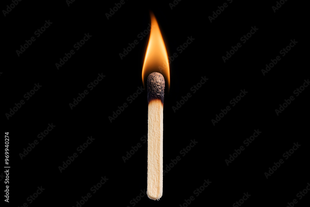 Ignited Matchstick, Close-Up of Flame and Fire Starting Ignited Matchstick, Close-Up of Flame and Fire Starting