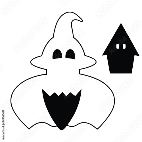 Halloween Black Line Art Costume Collection.