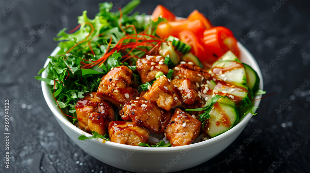Top View Composition Various Asian Food Bowl Top View Composition Various Asian Food Bowl