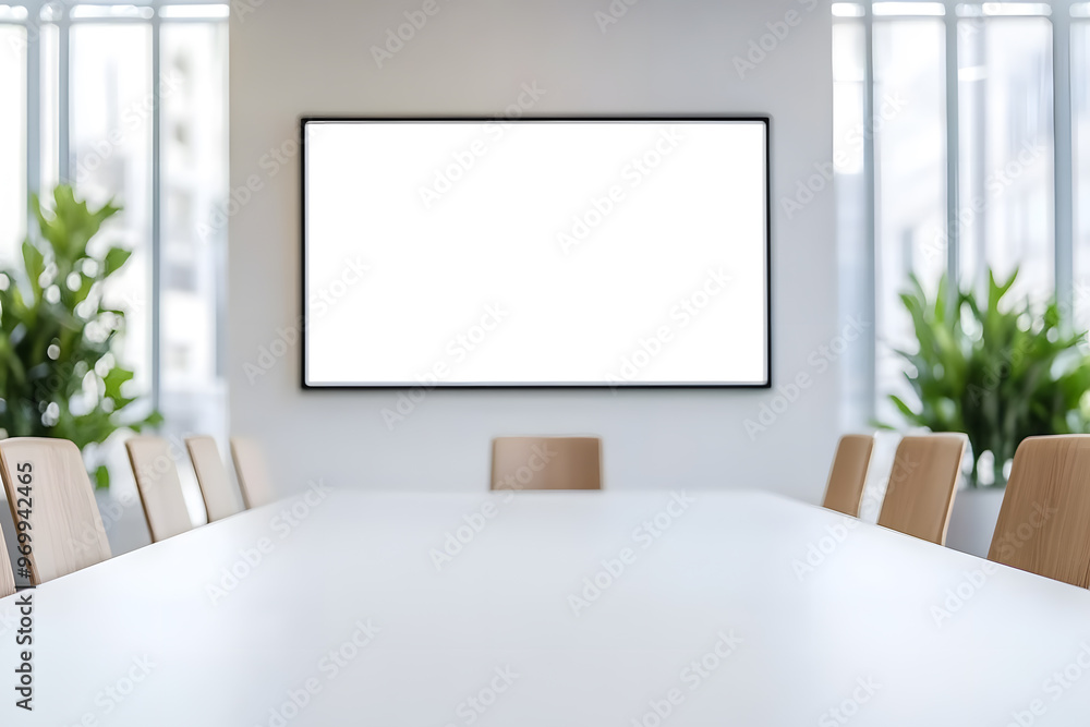 Interior of a Modern Office Boardroom, Sleek Design and Professional Meeting Space Interior of a Modern Office Boardroom, Sleek Design and Professional Meeting Space