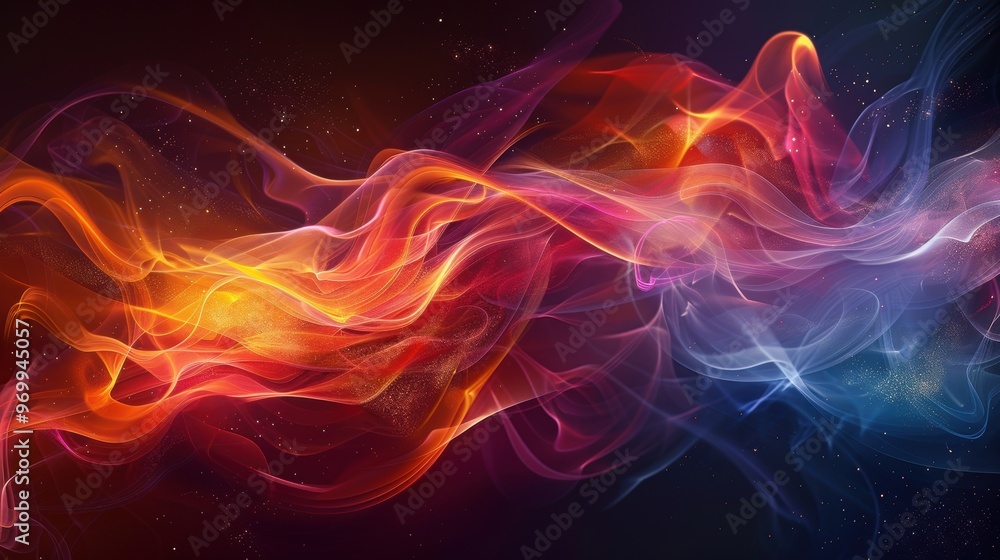 Fototapeta premium Vibrant abstract wallpaper with flowing waves of color in a captivating dark background