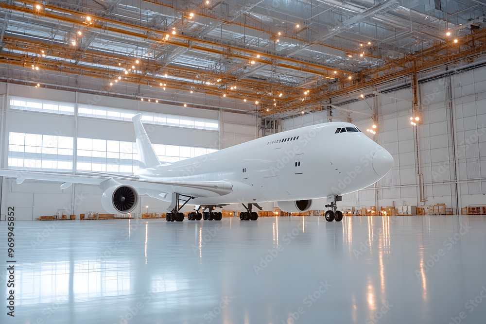 Large Passenger Aircraft in Service at Aviation Hall, Aircraft Maintenance and Airport Operations Large Passenger Aircraft in Service at Aviation Hall, Aircraft Maintenance and Airport Operations
