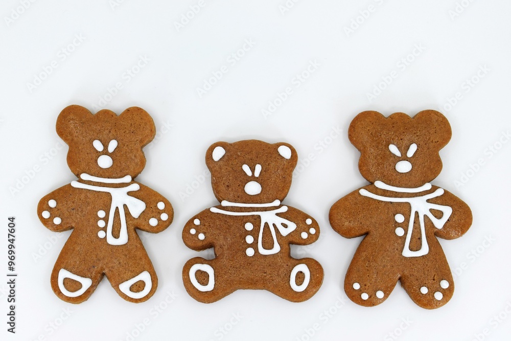Gingerbread bears on a white background Gingerbread bears on a white background
