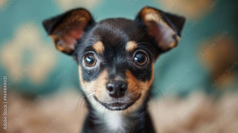 Charming studio portrait of a playful Chihuahua puppy with expressive brown eyes in a cozy setting Charming studio portrait of a playful Chihuahua puppy with expressive brown eyes in a cozy setting