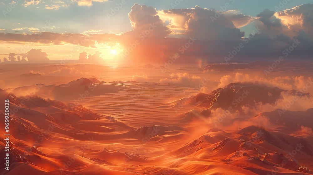 Golden Hour in the Desert: A Majestic Sunset Landscape Golden Hour in the Desert: A Majestic Sunset Landscape