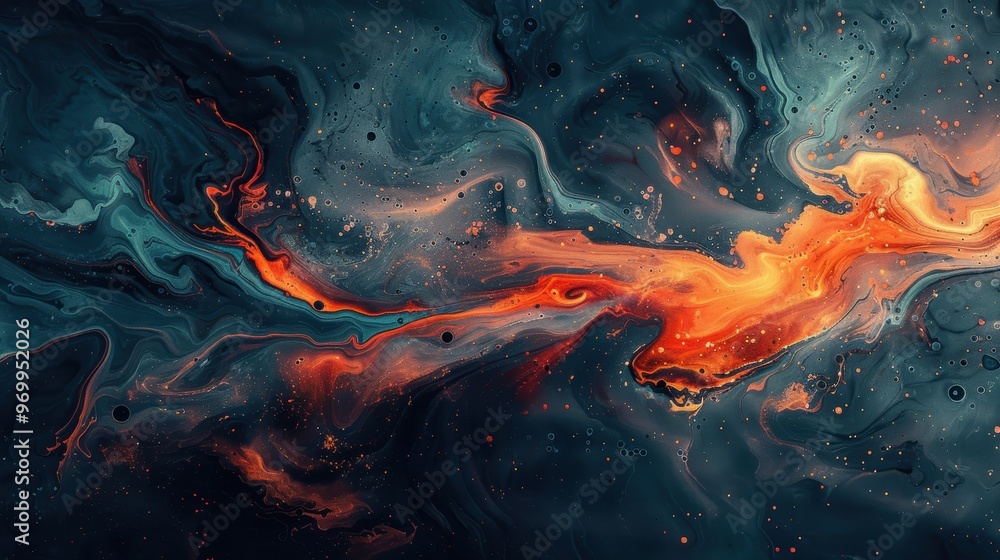 Fototapeta premium Vibrant abstract wallpaper featuring swirling colors and dynamic patterns in a deep, cosmic setting