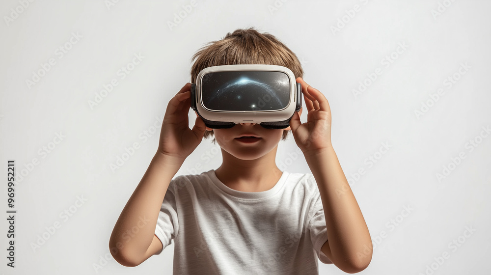 Boy Engaged in Virtual Reality Experience Boy Engaged in Virtual Reality Experience