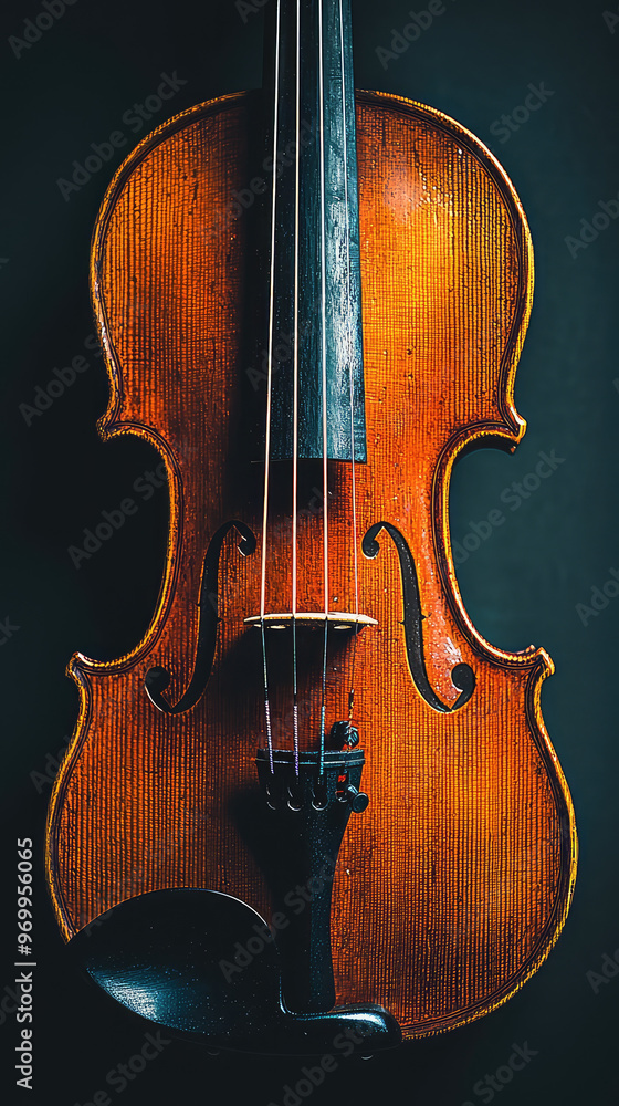 A close up of violin showcasing its intricate details and warm tones A close up of violin showcasing its intricate details and warm tones