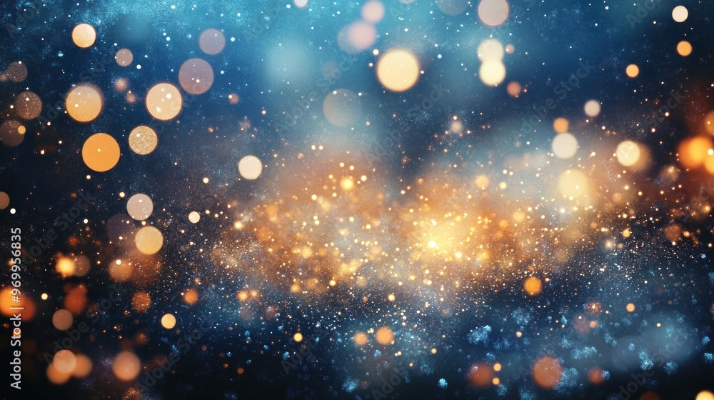 Abstract Festive Background with Golden and Blue Lights Abstract Festive Background with Golden and Blue Lights
