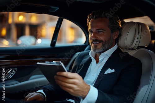 businessman in a luxury car