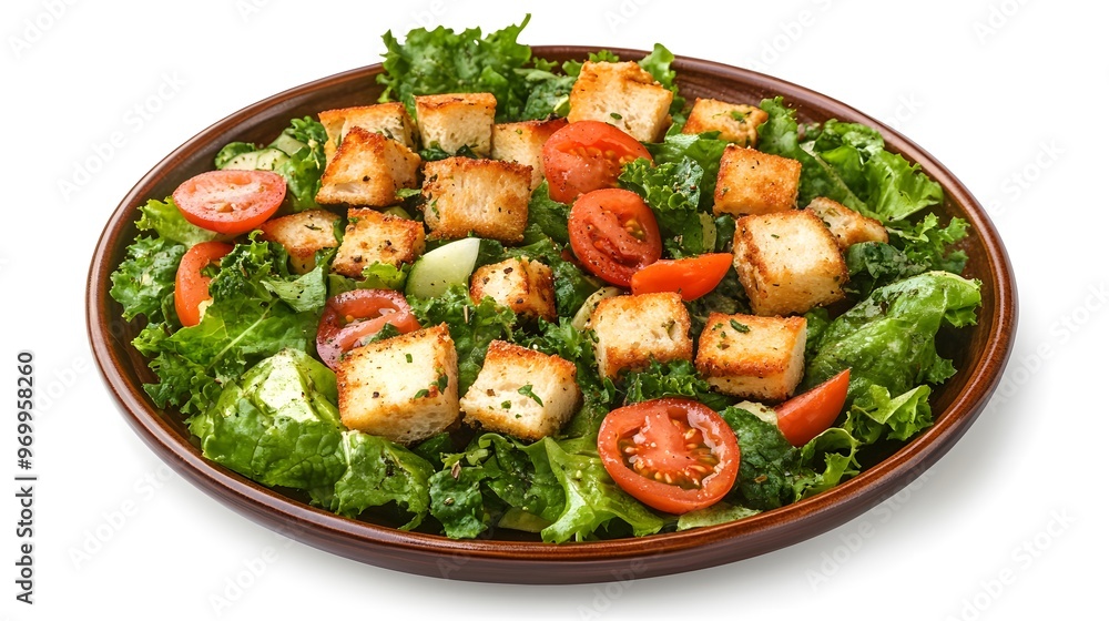 Fresh kale salad with crunchy croutons and cherry tomatoes Fresh kale salad with crunchy croutons and cherry tomatoes