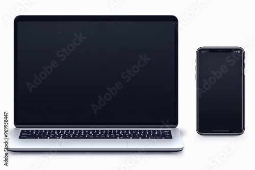 Wallpaper Mural Modern laptop mockup front view and high quality smartphone mockup isolated on white background Torontodigital.ca