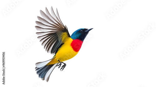 Regal Sunbird Flying on White Background, Photo Realistic, Wallpaper, Cover and Screen for Smartphone, PC, Laptop, 9:16 and 16:9 Format photo