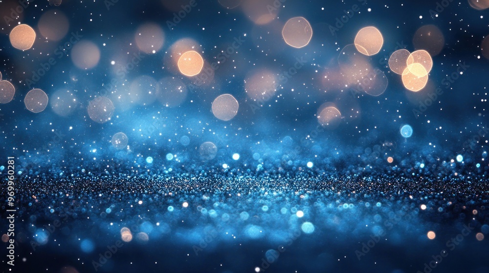 Abstract Blue Glitter Background with Bokeh Lights Abstract Blue Glitter Background with Bokeh Lights